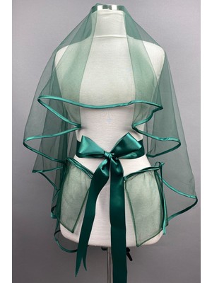 Hayalperest Boncuk Yeşil Biyeli Gelin Duvağı Kına Yüz Örtüsü