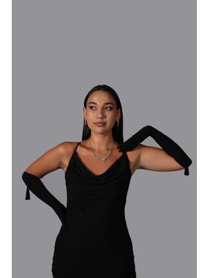 Hayalperest Boncuk Likralı Sendi Kumaş Püsküllü Uzun Eldiven