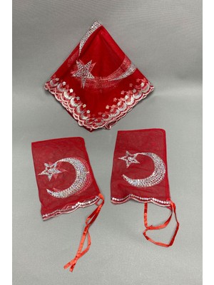 Hayalperest Boncuk Ay Yıldızlı Pullu Damat Örtüsü Seti