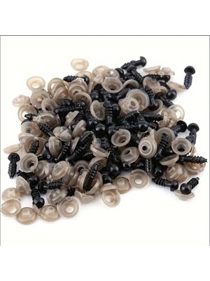 Yiğit Aksesuar 50 Adet 8 Mm Amigurumi Siyah Vidalı Göz Bebek Kukla Peluş Hayvan Takı Malzemeleri Boncuğu