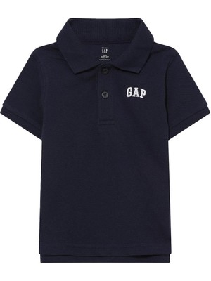 Gap Logo Polo Yaka T-Shirt Erkek Çocuklar İçin Günlük Siyah Kısa Kol Desenli