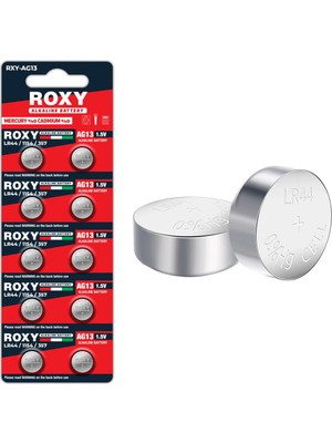Ayt Roxy Rxy AG13 LR44 LR1154 LR357 1.5 Volt Alkaline Düğme Pil 10 Lu Paket Saat Pili