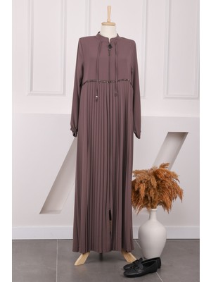 İmaj Butik Koyuv Vizon Kol Lastikli Piliseli Ferace