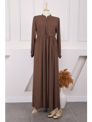 İmaj Butik Taba Büzgülü Kol Lastikli Ferace