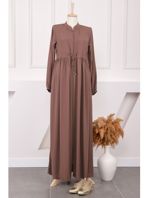 İmaj Butik Koyuv Vizon Büzgülü Kol Lastikli Ferace