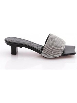 Dgn 8011 Kadin Silver Taşli Kisa Topuklu Terlik