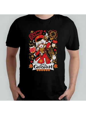 Pixxa Genshin Impact Klee Unisex %100 Pamuklu Bisiklet Yaka T-Shirt