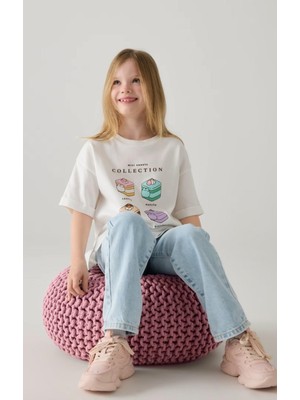 Önü Baskılı Kız Çocuk T-Shirt