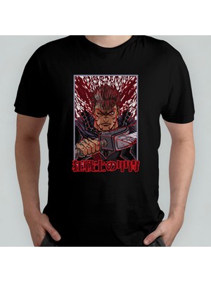 Pixxa Berserk Anime Manga Unisex %100 Pamuklu Bisiklet Yaka T-Shirt Model 4