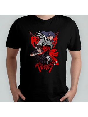 Pixxa Berserk Anime Manga Unisex %100 Pamuklu Bisiklet Yaka T-Shirt Model 3