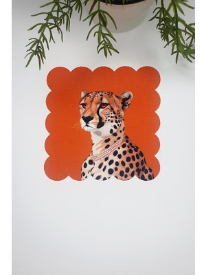 Sulu Boya Kokoş Çita Tasarımlı Lazer Kesim Kumaş Kokteyl Peçetesi 1 Adet