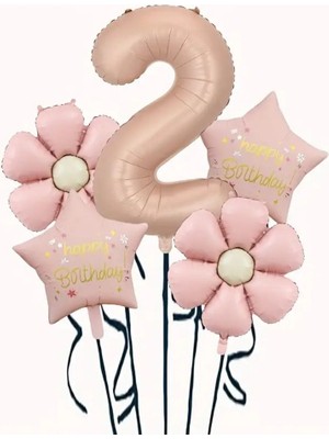 Papatya Karamel Happy Birthday 2 Yaş Folyo Balon Set