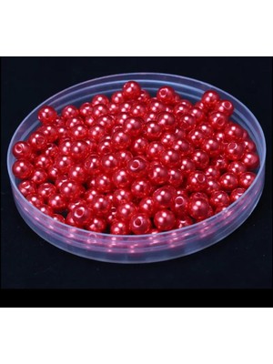 Yiğit Aksesuar 8 Mm Cam İnci 50 Adet Kırmızı Kolye Bileklik Takı Yapım Malzemeleri