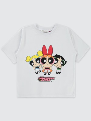 Powerpuff Girls Kız Çocuk Tişört 10-13 Yaş Beyaz