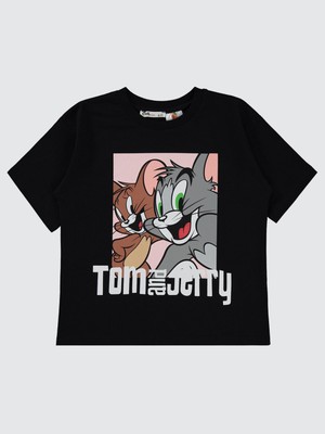 Tom And Jerry Kız Çocuk Tişört 6-9 Yaş Siyah