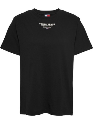 Tommy Jeans Bisiklet Yaka Siyah Kadın T-Shirt DW0DW21341BDS