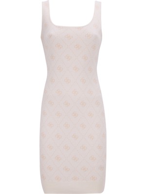 Guess Beyaz Kadın Elbise Sarah 4g Sl Dress Sw - Recy Poly Bl