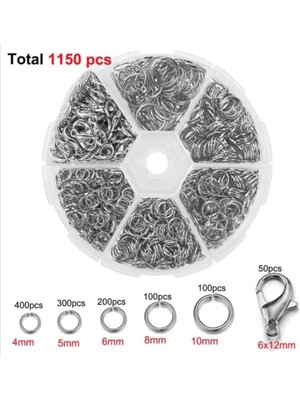 Yiğit Aksesuar 1150 Parça Gümüş Halka Ve Papağan Klips Takı Yapım Seti Malzemeleri