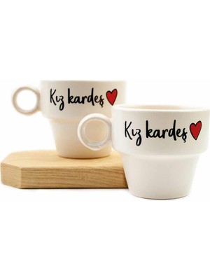 Kız Kardeş 2'li Espresso Bardak Seti - Hediye Seramik Fincan