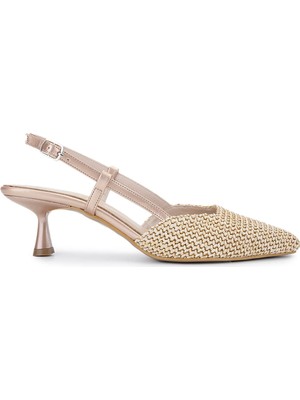 Tamer Tanca Kadın Krem Topuklu Ayakkabı 889 905 Bn Ayk Y25 Saman Hsr