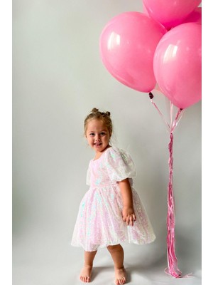 Kız Çocuk Pul Payetli Özel Gün Düğün Abiye Elbise