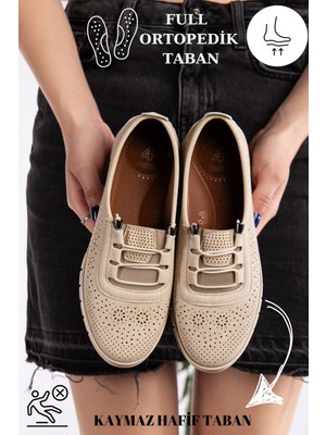 Slipcat Kadın Delikli Kot Bağcık Detaylı Delikli Kot Anne Ayakkabısı Günlük Ayakkabı Babet