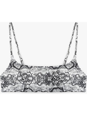 Koton Hafif Destekli Yılan Desenli Ince Askılı Bralet Bikini Üstü