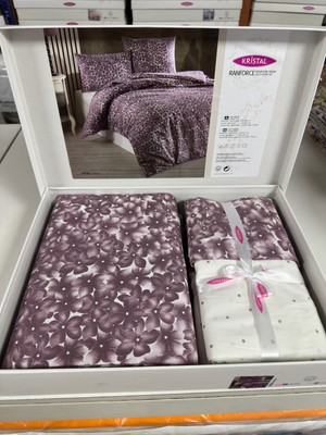 Kristal Ranforce Tek Kişilik Nevresim Takımı Vital  Mürdüm