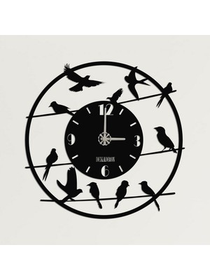 Dekadron Kuş Sürüsü Metal Duvar Saati Metal