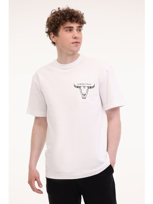 Wrangler Loose Fit Grafik Logo Beyaz Erkek Kısa Kol T-Shirt