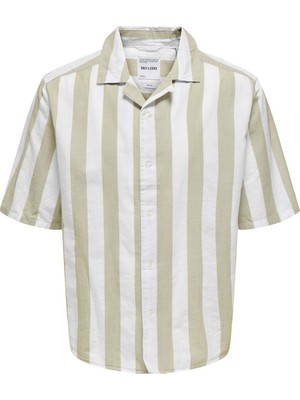 Only&sons Onstes Rlx Ctn Slub Strıp Kahverengi Erkek Gömlek