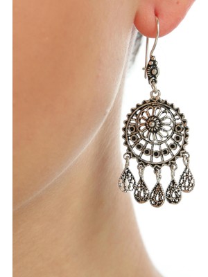 Nusret Takı 925 Ayar Gümüş Kubbe Desenli Telkari Küpe