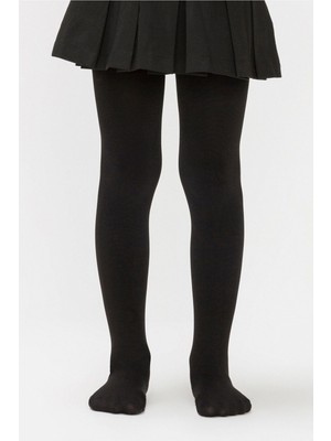 Penti Siyah Kız Çocuk Ekstra Pamuklu Külotlu Çorap Kaçmaya Dayanıklı Dokuma Özellikli