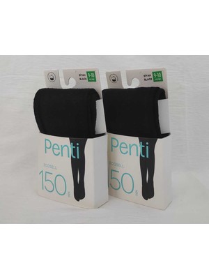 Penti 2'li Kız Çocuk Extra Yumuşak Doku Siyah Külotlu Çorap