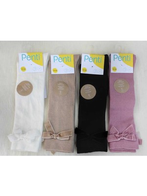 Penti 4'lü Paket Kız Çocuk Renkli Kurdeleli Basic Dizaltı Pantolon Çorabı