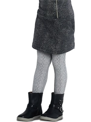 Penti Kız Çocuk Gri Triko Karina Kendinden Desenli Kalın Külotlu Çorap