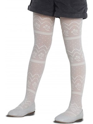 Penti Kız Çocuk Vanilya Petunya Desenli Külotlu Çorap