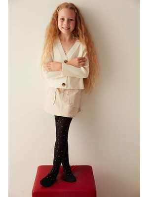 Penti Kız Çocuk Siyah Sim Star Desenli Külotlu Çorap