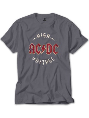 Ac Dc Logo Vintage Gri Tişört