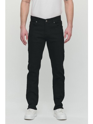 Regular Fit Likralı Erkek Denim Kot Pantolon Siyah