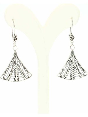 Nusret Takı Yelpaze Modeli 925 Ayar Gümüş Telkari Küpe