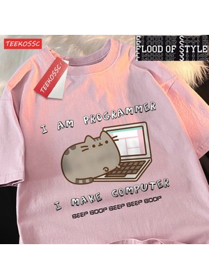 Tarz Sokak Ben Programcı Ben Yapmak Bilgisayar Erkek T Shirt Yaz Pamuk T-Shirt Boy Gevşek Kısa Kollu Cre