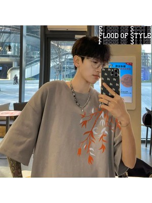 Tarz Sokak Erkek Boy T-Shirt Erkek Pamuk T Shirt Beyaz 5xl Rahat Yaz Giyim Moda Bambu Baskı Tee Gömlek E