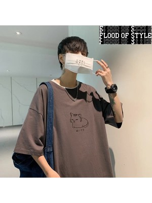 Tarz Sokak T Gömlek Erkekler Pamuk Baskılı Erkek Yaz Tişörtleri Büyük Boy Tee Gömlek 5xl Rahat T-Shirt B