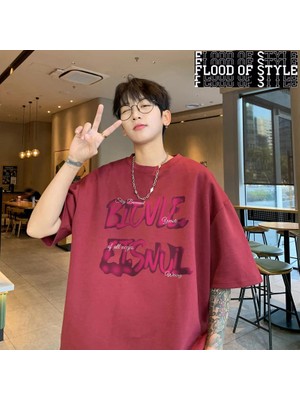 Tarz Sokak Erkek Büyük Boy T-Shirt Moda Beyaz 5xl Pamuk T Gömlek Erkekler Için Rahat Yaz Giyim Pembe Mek