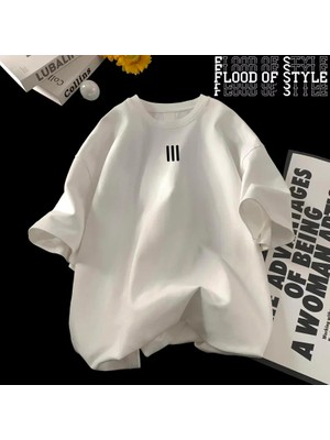 Tarz Sokak Erkek Büyük Boy T-Shirt Erkek Pamuklu Tişört Beyaz 5xl Rahat Yaz Giyim Moda Baskı Tee Gömlek