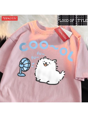 Tarz Sokak Samoye Hava Fanı Cartoonprinting Adam Tee Giyim Uydurma Eğlence T Shirt Eğlence Gençlik Tee G