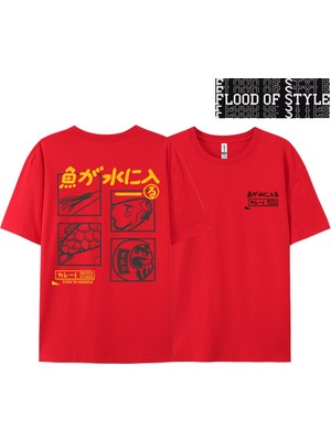 Tarz Sokak Japon Retro Moda Balık T-Shirt Erkek Kadın Kısa Kollu Boy Gevşek Bf Tarzı Çift Öğrenci Yarım