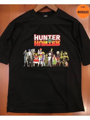 Tarz Sokak Hunter x Hunter Karakterler Baskılı Oversize Siyah