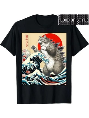 Tarz Sokak Catzilla Kedi Japon Sanatı Komik Kedi Erkekler Kadınlar Için Hediyeler Yüksek Kaliteli O-Boyu